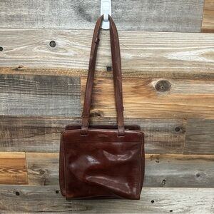 OROTON Sydney VINTAGE Tobacco Brown Leather Two Strap Shoulder Purse 90’s Y2K